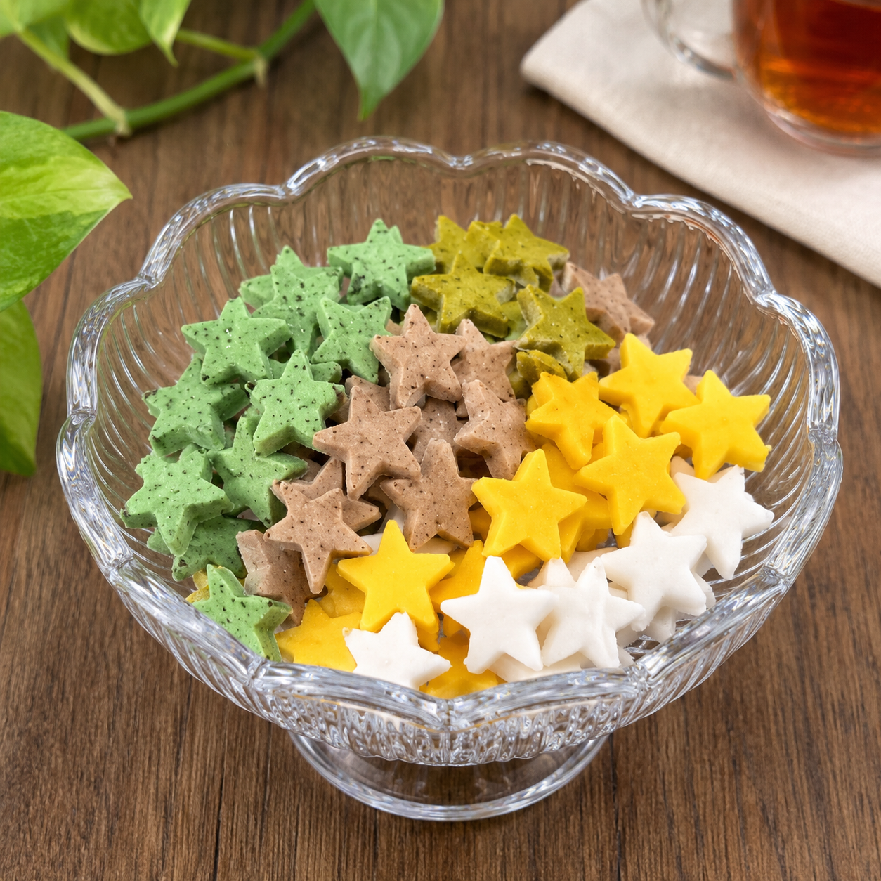 قند ستاره ای طعم‌دار در بسته های ۱۰۰ گرمی
